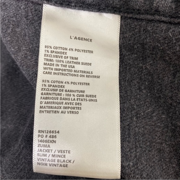 L'Agence XS Grey Jean Jacket Lace Up Crop Denim Blazer Distressed Black Wash - Picture 13 of 16